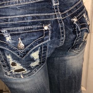 Miss Me cuffed skinny jeans w gold sequin accents